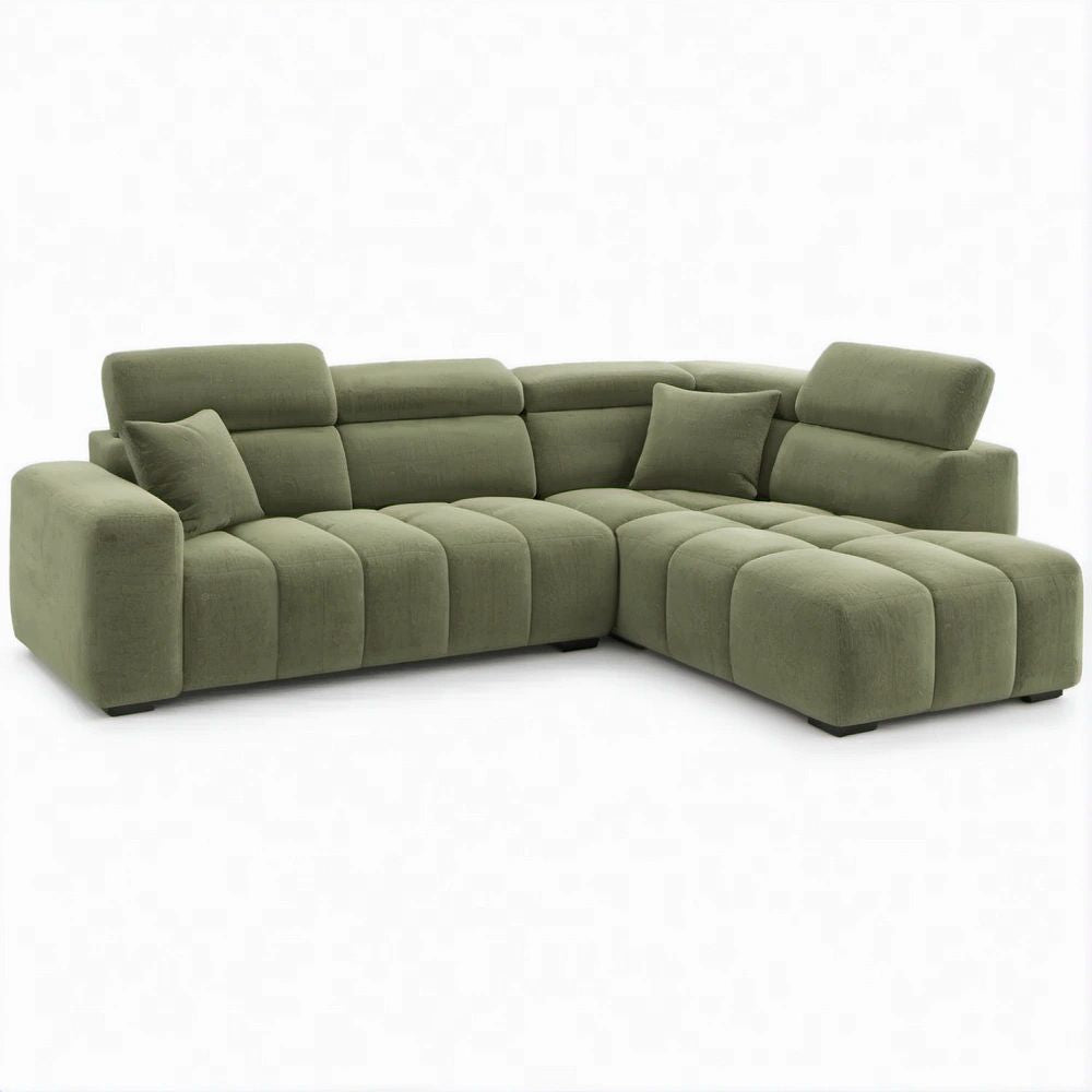 Sofá de Canto com Chaise Longue Verde-oliva 280 x 170 x 85 cm