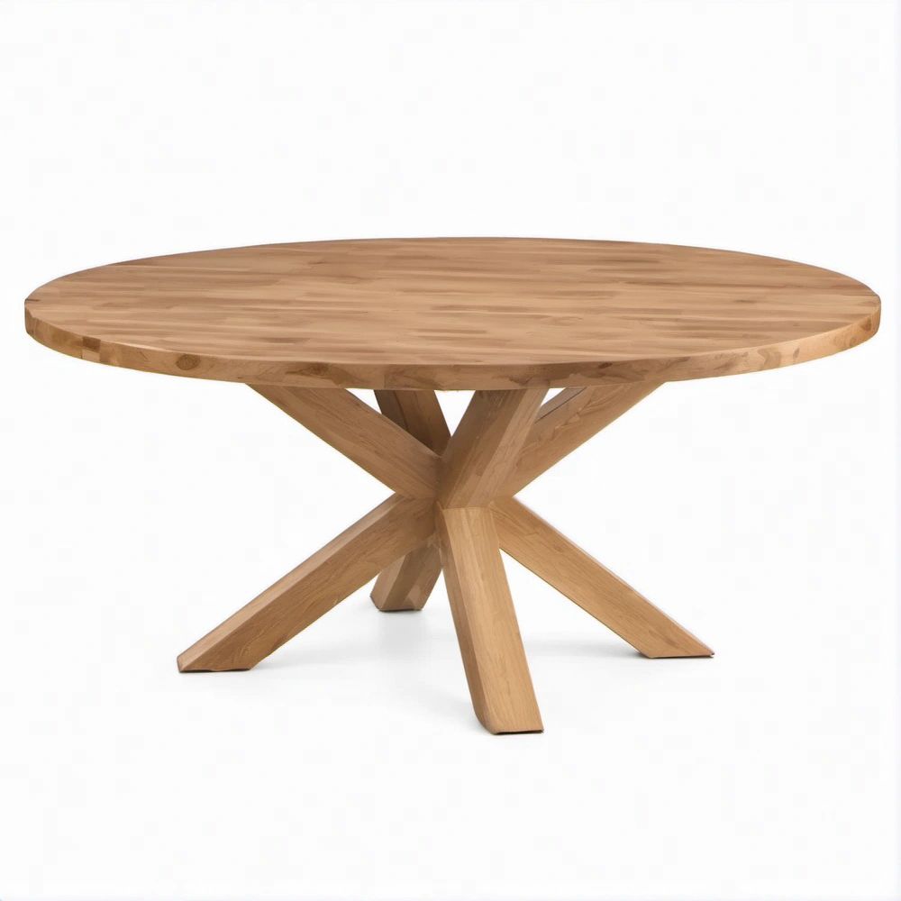 Mesa de Jantar Redonda em Carvalho Maciço Natural Ø120 x 75 cm