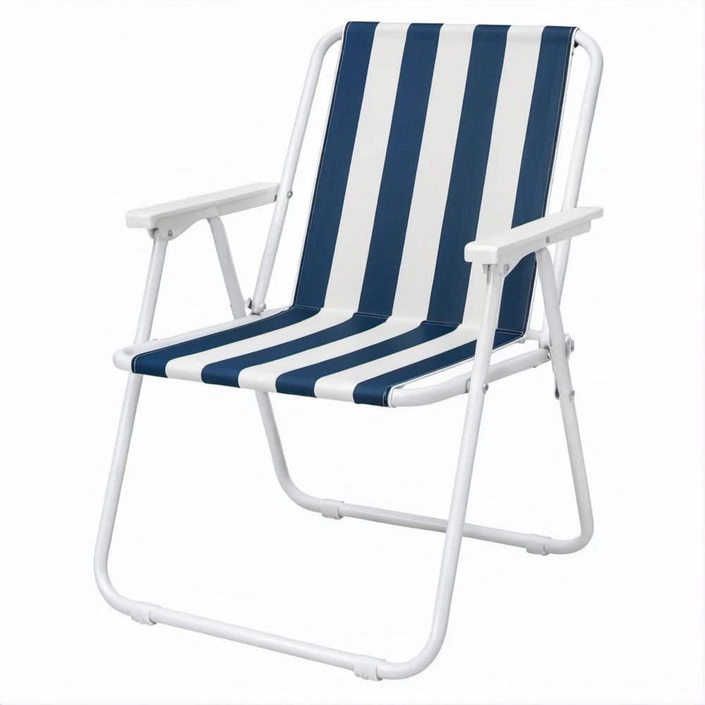 Cadeira Dobrável de Campismo em Aço Azul-Marinho e Branco 58 x 60 x 82 cm