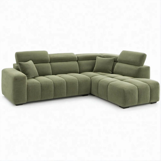Sofá de Canto com Chaise Longue Verde-oliva 280 x 170 x 85 cm