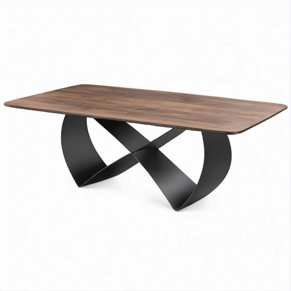 Mesa de Jantar Retangular em Nogueira e Preto, 200 x 100 x 75 cm