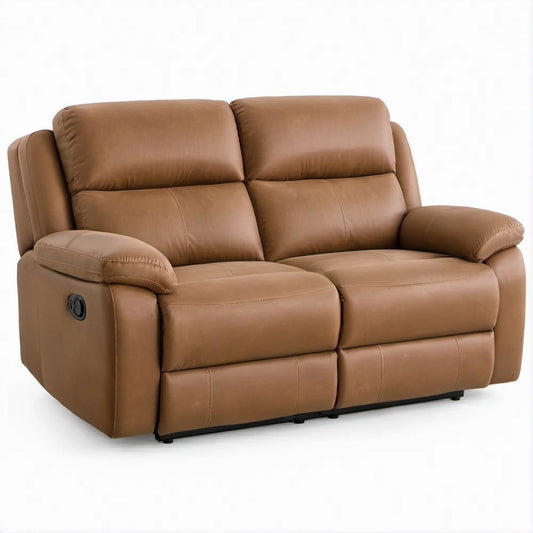 Sofá Reclinável de 2 Lugares em Couro Sintético PU Castanho 160 x 95 x 102 cm